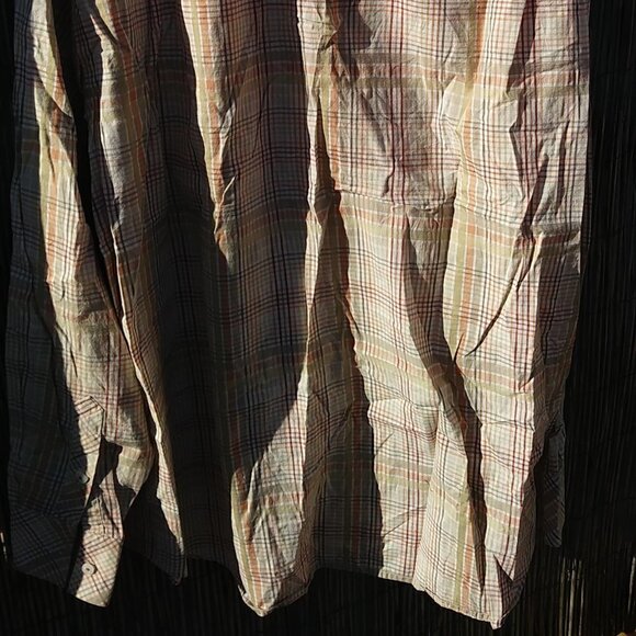 Sean John Men's Plaid Orange Yellow Gray Brown Button Down - XXL - Picture 10 of 11